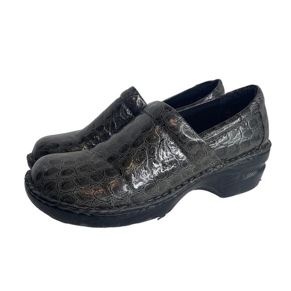B.O.C. Charcoal Gray / Black Peggy Croc Print Comfort Clog Slip On Shoes Size 11 - Picture 1 of 10
